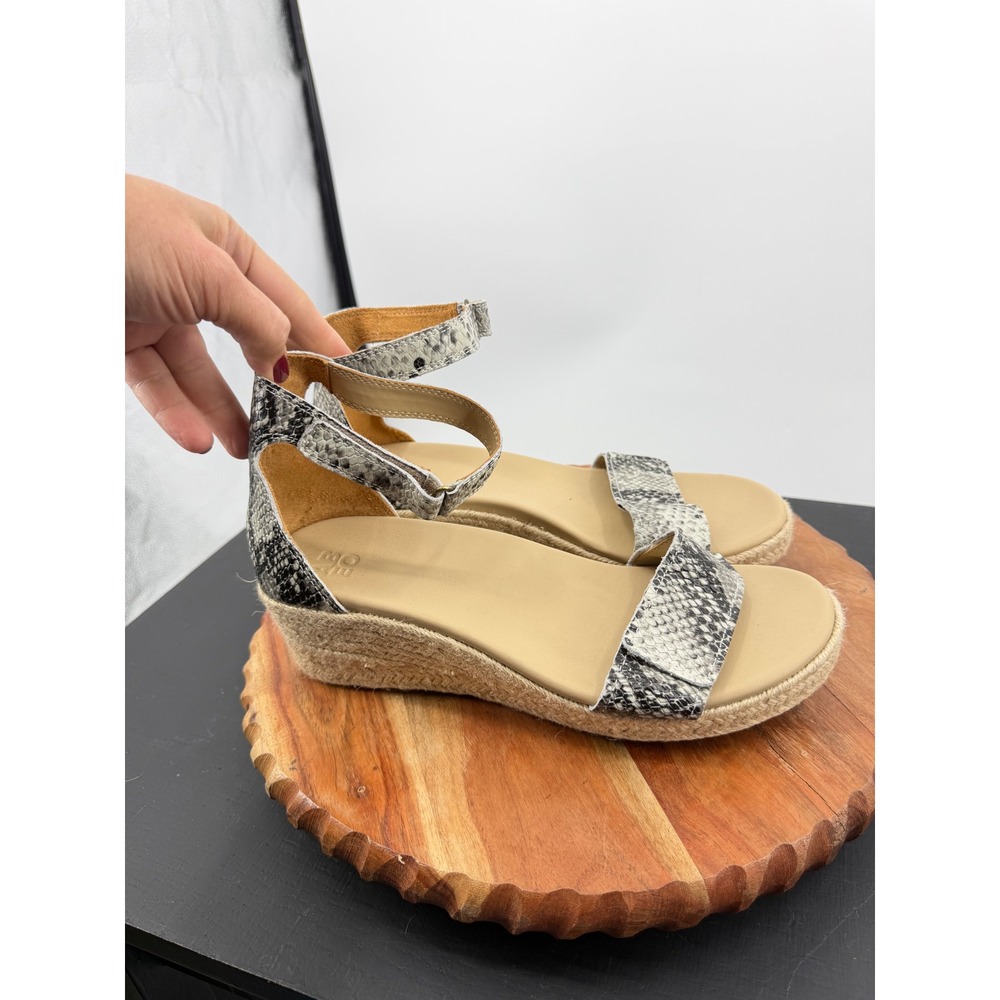 ABEO Riviera Ankle 2342 Wedge Sandals Womens 10 Grey Snakeskin Espadrille